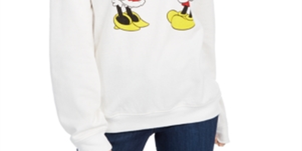 Disney Junior's Mickey & Minnie Fleece Holiday Sweatshirt White Size Large