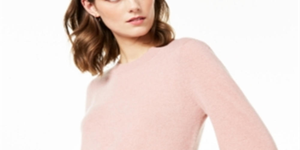 Charter Club Women's Pure Cashmere Balloon-Sleeve Sweater  Pink Size XS
