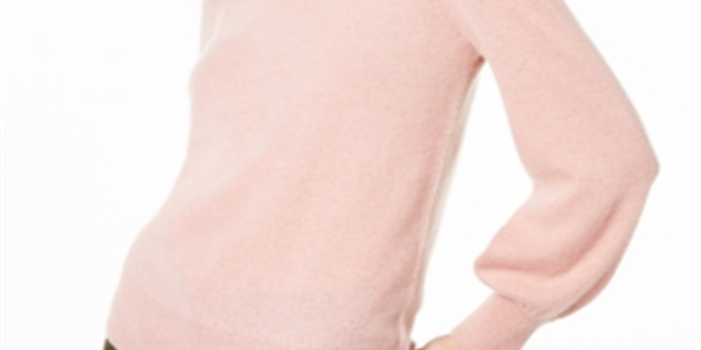 Charter Club Women's Pure Cashmere Balloon-Sleeve Sweater  Pink Size XS