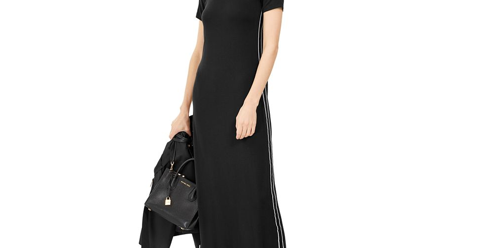 Michael Kors Women's Side Tape Maxi Dress Black Size -XL