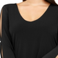 INC International Concepts Women's Beaded Slit Sleeve Top -Black Size 3X