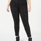 Style & Co Women's Plus Comfort Waist Plaid Leggings -Gray Size 16W