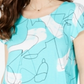 Alfani Women's Printed Round Hem T-Shirt Blue Size PP