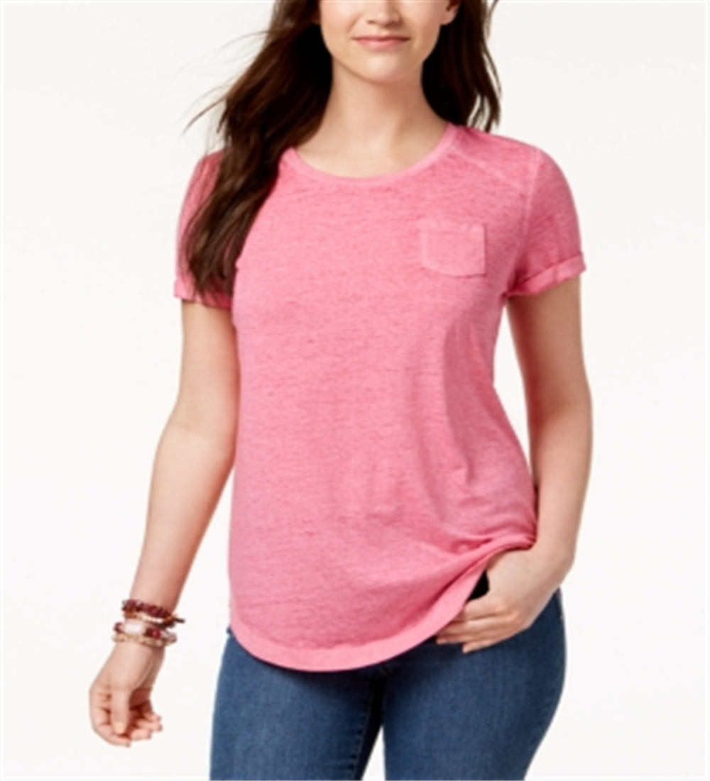 Style & Co Women's Burnout T-Shirt Pink Size -L