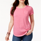 Style & Co Women's Burnout T-Shirt Pink Size XL