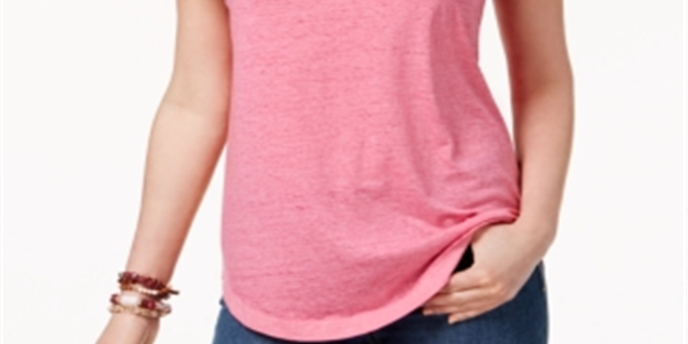 Style & Co Women's Burnout T-Shirt Pink Size XL
