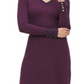 Tommy Hilfiger Women's V Neck Cable Knit Sweater Dress Purple Size XL