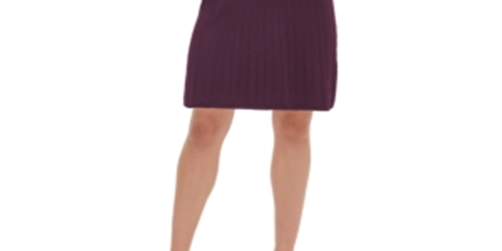 Tommy Hilfiger Women's V Neck Cable Knit Sweater Dress Purple Size XL