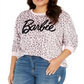 Love Tribe Women's Trendy Plus Leopard Print Barbie Graphic Sweatshirt Pink Size 3X