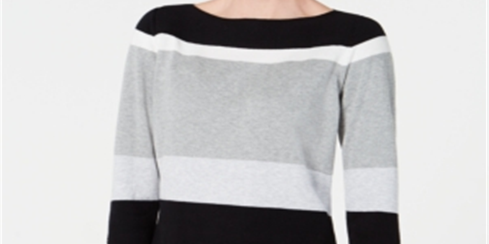 Karen Scott Women's Cotton Striped Sweater Black Size Petite XL
