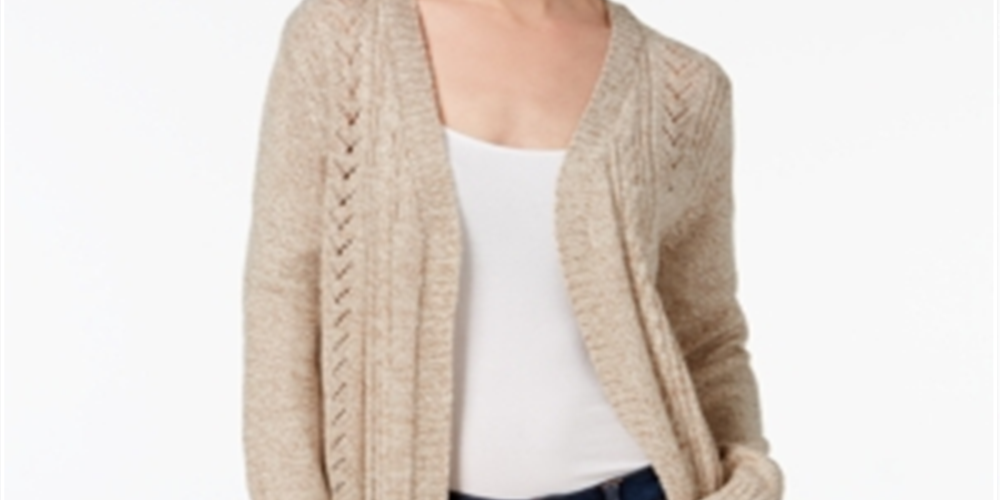 Karen Scott Petite Marled-Knit Duster Cardigan Brown Size Petite L