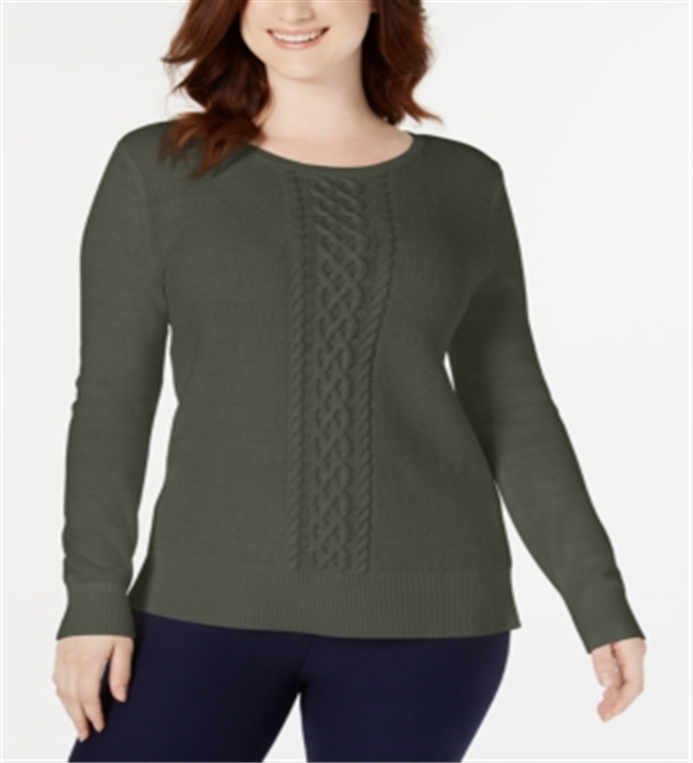 Karen Scott Women's Cable Knit Sweater Green Size XL