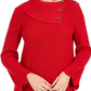 Style & Co Women's Envelope Neck Scalloped Edge Sweater Green Size Petite L