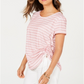 Style & Co Women's Striped Short Sleeve T-Shirt Top RedSize XX-Large