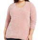 Karen Scott Women's Plus V Neck Chenille Sweater Pink Size 2X