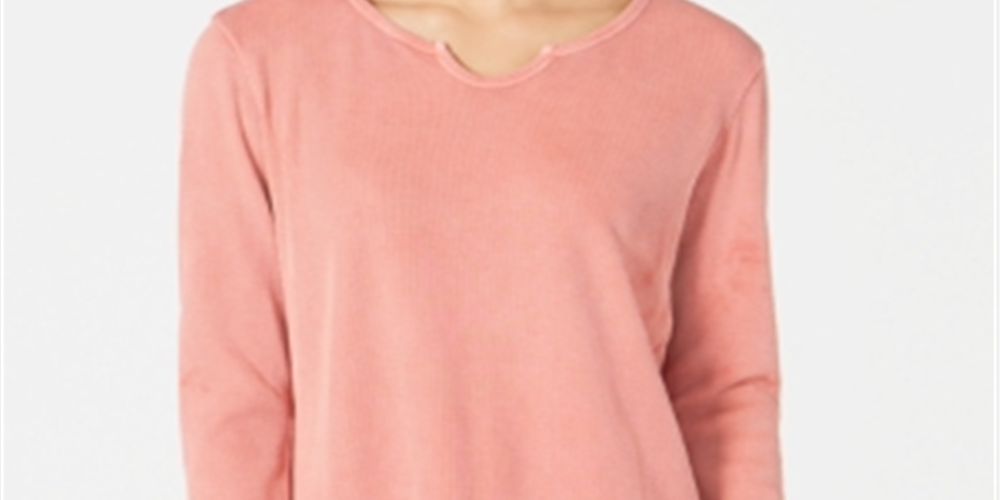 Style & Co Women's Cotton Thermal Top Orange Size Petite L