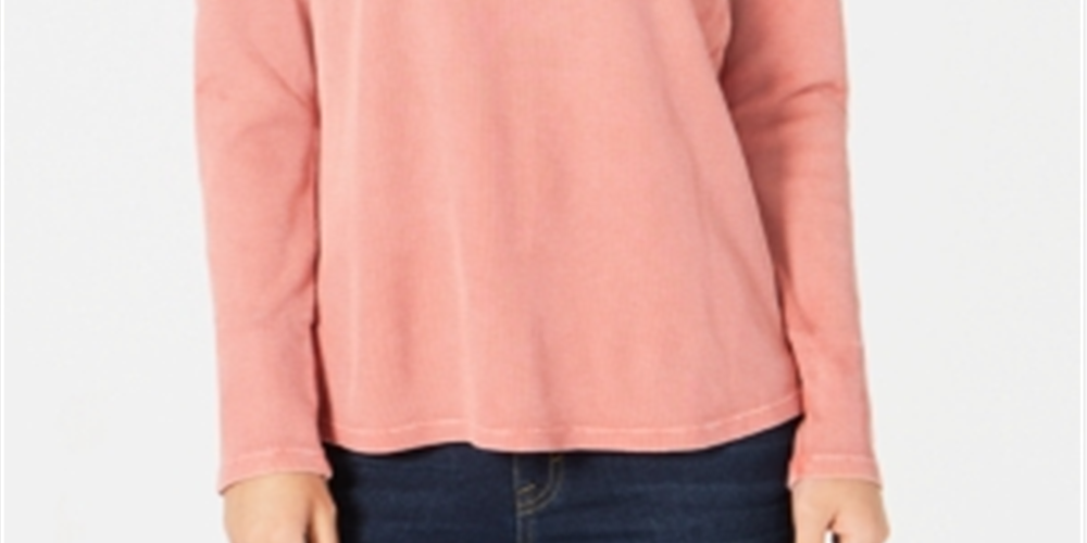 Style & Co Women's Cotton Thermal Top Orange Size Petite L