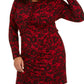 Michael Kors Women's Plus Knit Prined Wear to Work Dress Red Size 0X