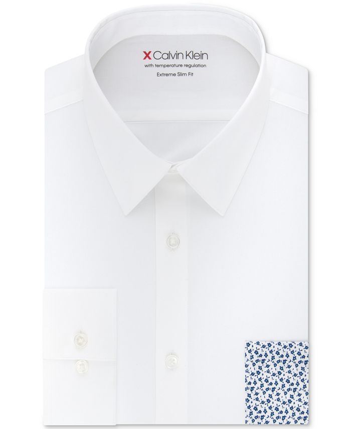 Calvin Klein Men's Extreme Slim Fit Work Wear Button Down Shirt White Size XL