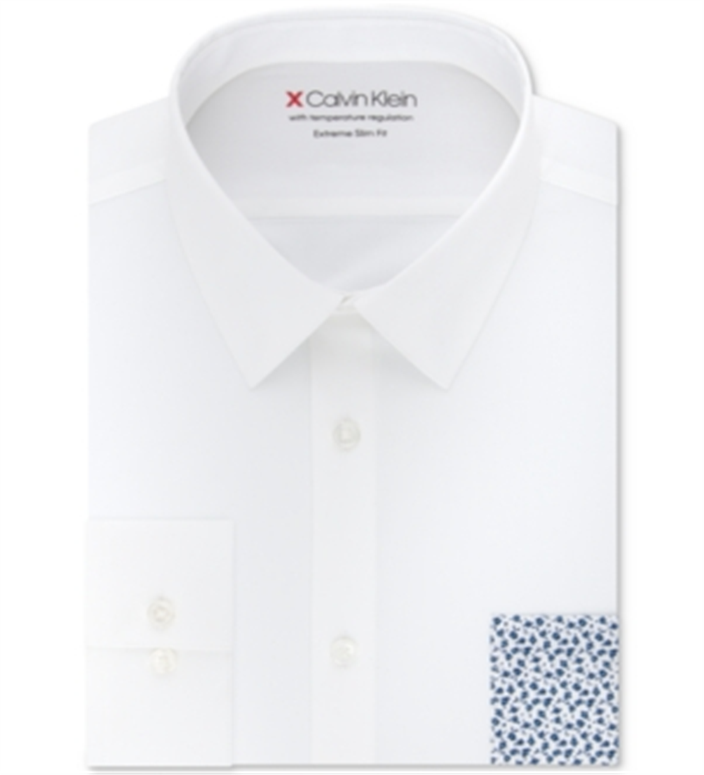 Calvin Klein Men's Extreme Slim Fit Work Wear Button Down Shirt White Size XL