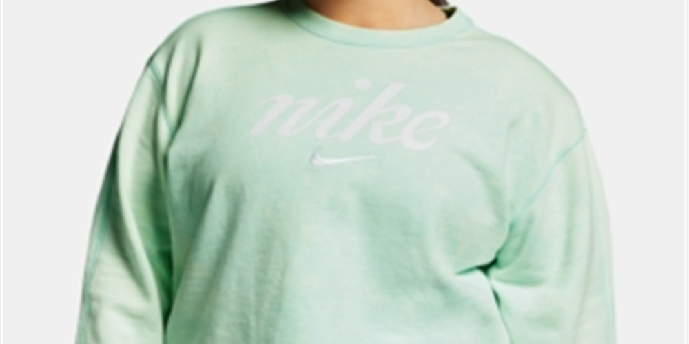 Nike Women's Sportswear Cotton Cropped Sweatshirt Green Size X-Large