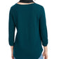 BCX Junior's Ruched Sleeve Scarf Top Teal Size X-Small