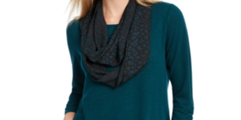 BCX Junior's Ruched Sleeve Scarf Top Teal Size X-Small