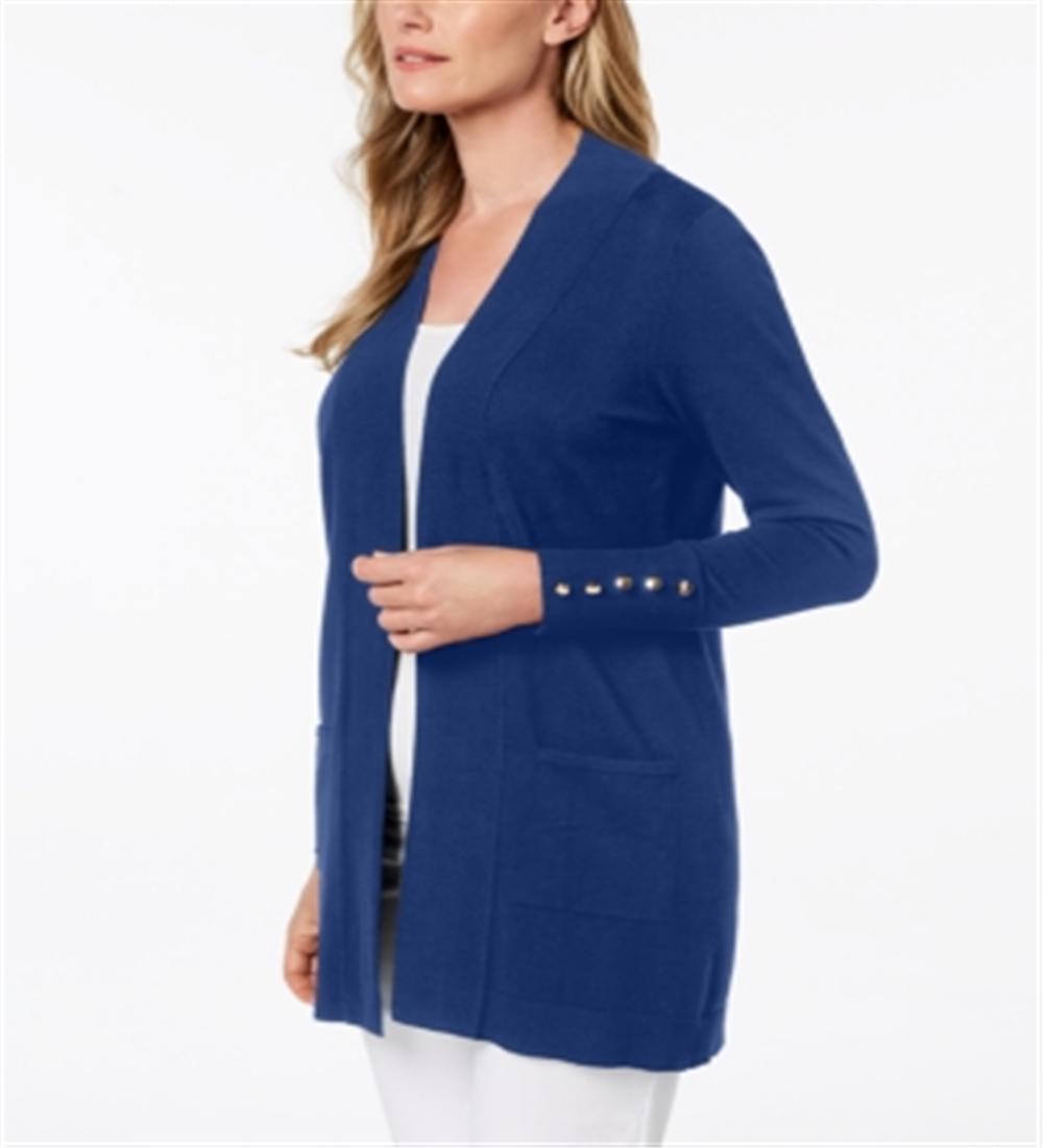 JM Collection Women's Open Front Cardigan Blue Size Medium