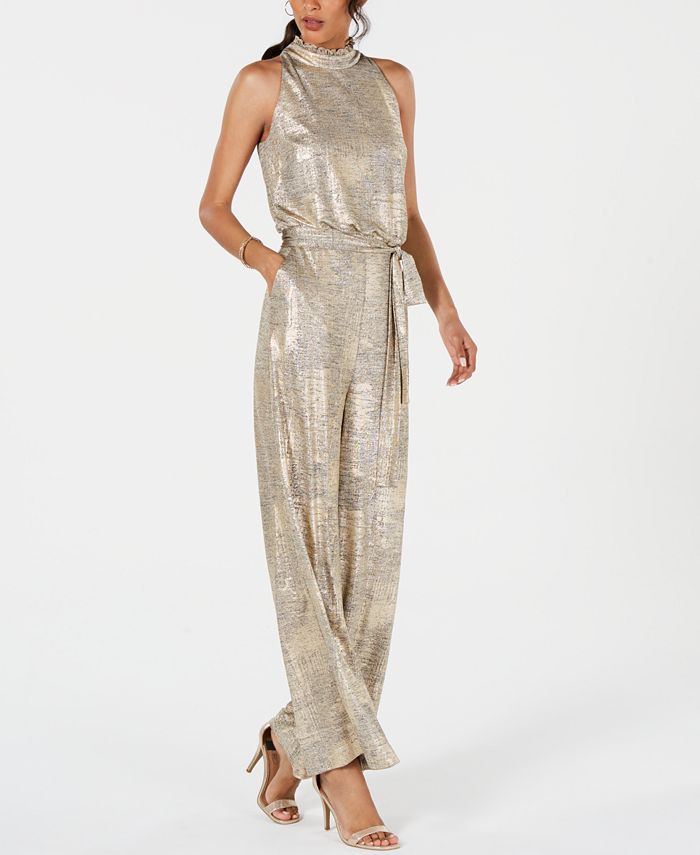 Vince Camuto Women's Metallic Jumpsuit Gold Size 6