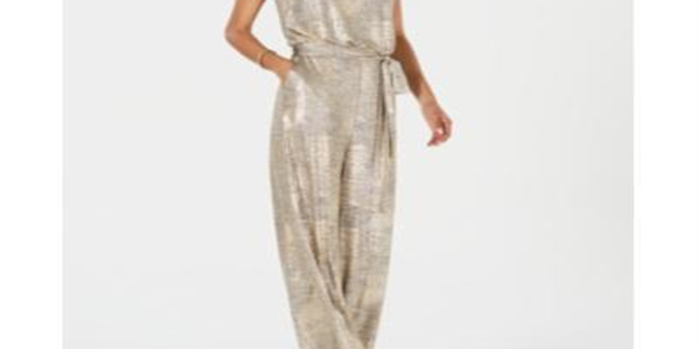 Vince Camuto Women's Metallic Jumpsuit Gold Size 6