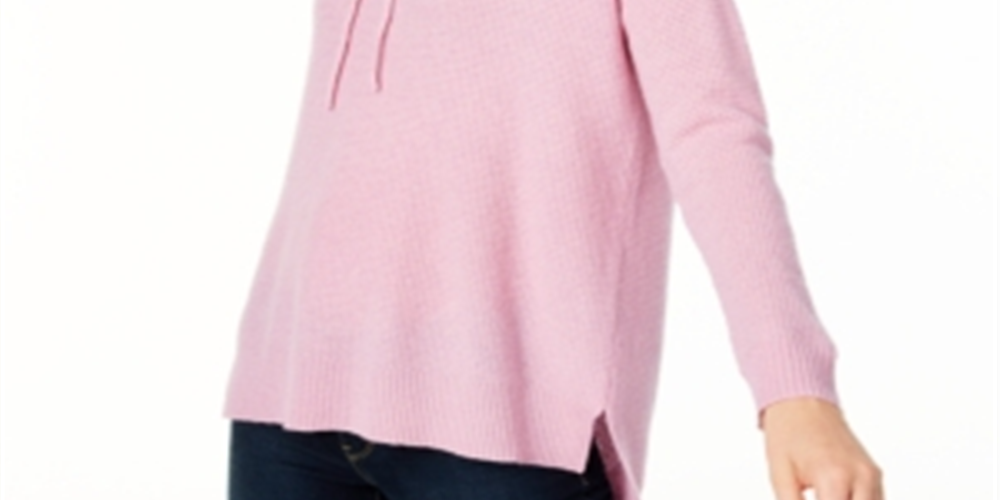 Charter Club Women's Cashmere Thermal Hoodie Sweater Pink Size X-Small