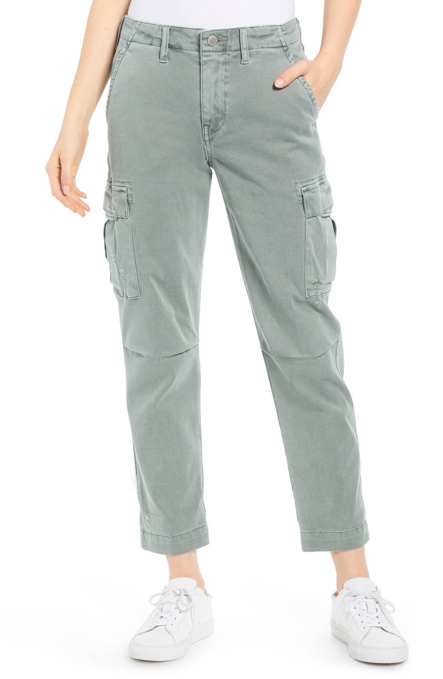 Hudson Womens Denim Distressed Cargo Jeans Green Size 27