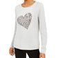 INC International Concepts Women's Leopard Heart Top Gray Size Large