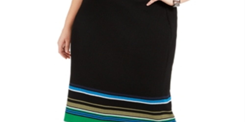 इंक इंटरनेशनल कॉन्सेप्ट्स विमेन्स प्लस साइज़ मेटैलिक स्ट्राइप्ड स्कर्ट ग्रीन साइज़ 4X