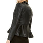 Bar III Women's Faux Leather Peplum Jacket Black Size 0