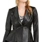 Bar III Women's Faux Leather Peplum Jacket Black Size 0