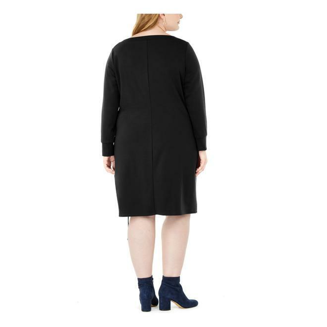 NY Collection Women's Plus Ruched Hem Dress Black Size 2X