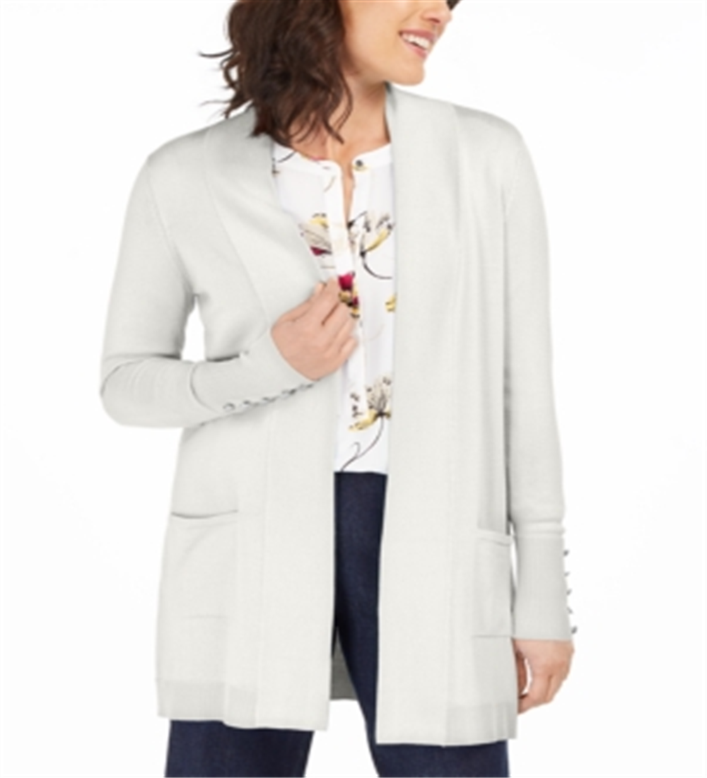 JM Collection Women's Open Front Cardigan White Size X-Large