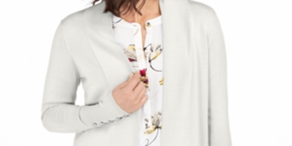 JM Collection Women's Open Front Cardigan White Size X-Large