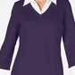 Karen Scott Women's Layered Look Cotton Top Blue Size Petite S/M