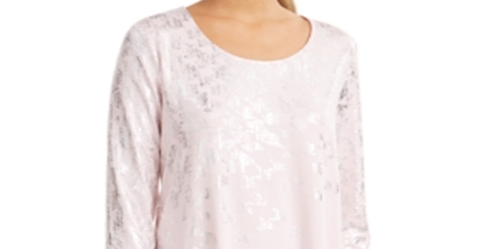 JM Collection Women's Printed T-Shirt Pink Size Small