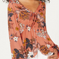 Dickies Women's Floral Print Tie Front Blouse Orange Size S