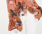 Dickies Women's Floral Print Tie Front Blouse Orange Size S