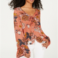 Dickies Women's Floral Print Tie Front Blouse Orange Size S