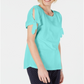 Karen Scott Women's Tie Sleeve Top Blue Size Large