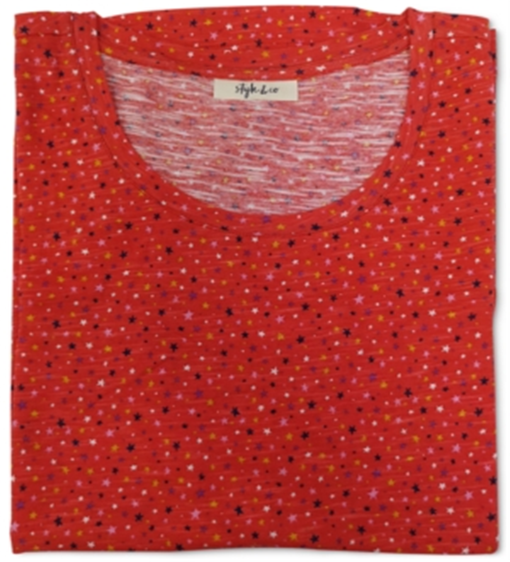 Style & Co Women's Cotton Printed T-Shirt Red Size Large
