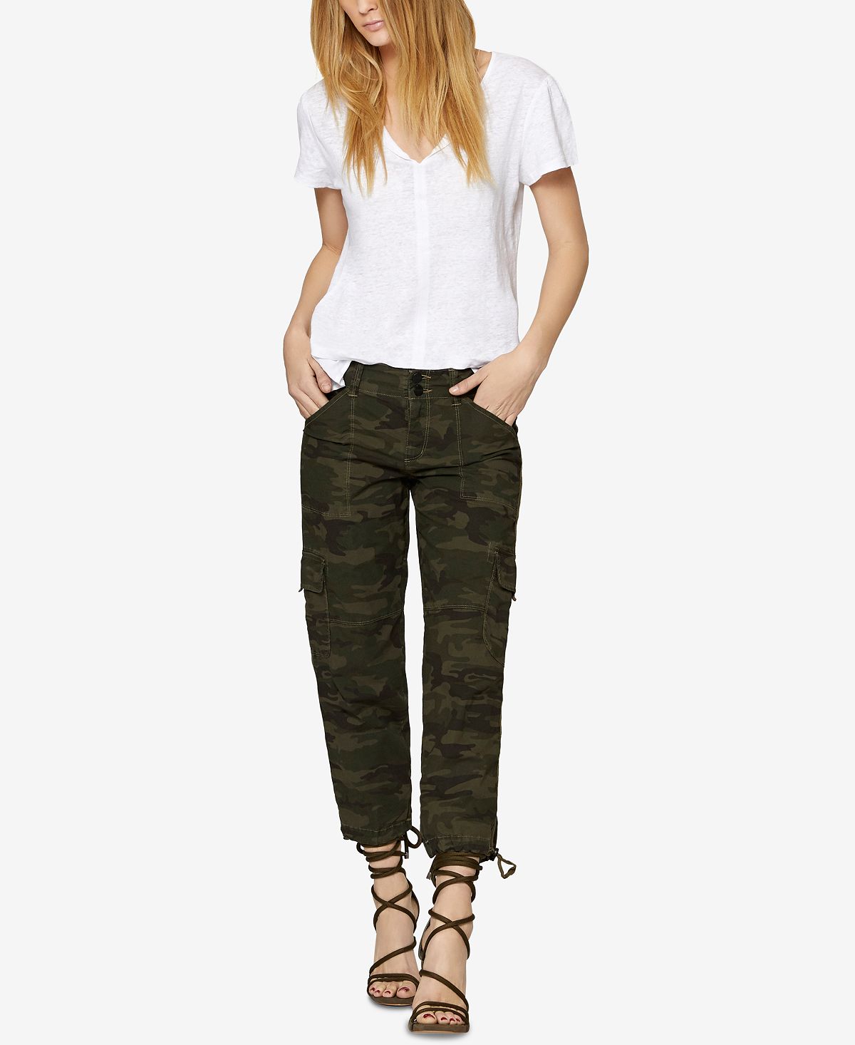 Sanctuary Women's Terrain Cargo Capri Pants Green Size-31