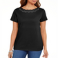 Karen Scott Women's Cotton Scalloped Neck T-Shirt Black Size Medium