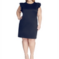 Tommy Hilfiger Women's Plus Sheath Flutter Sleeve Dress Navy Size 16W