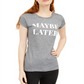 Love Tribe Junior's Maybe Later Micro Striped Graphic T-Shirt Gray Size Large